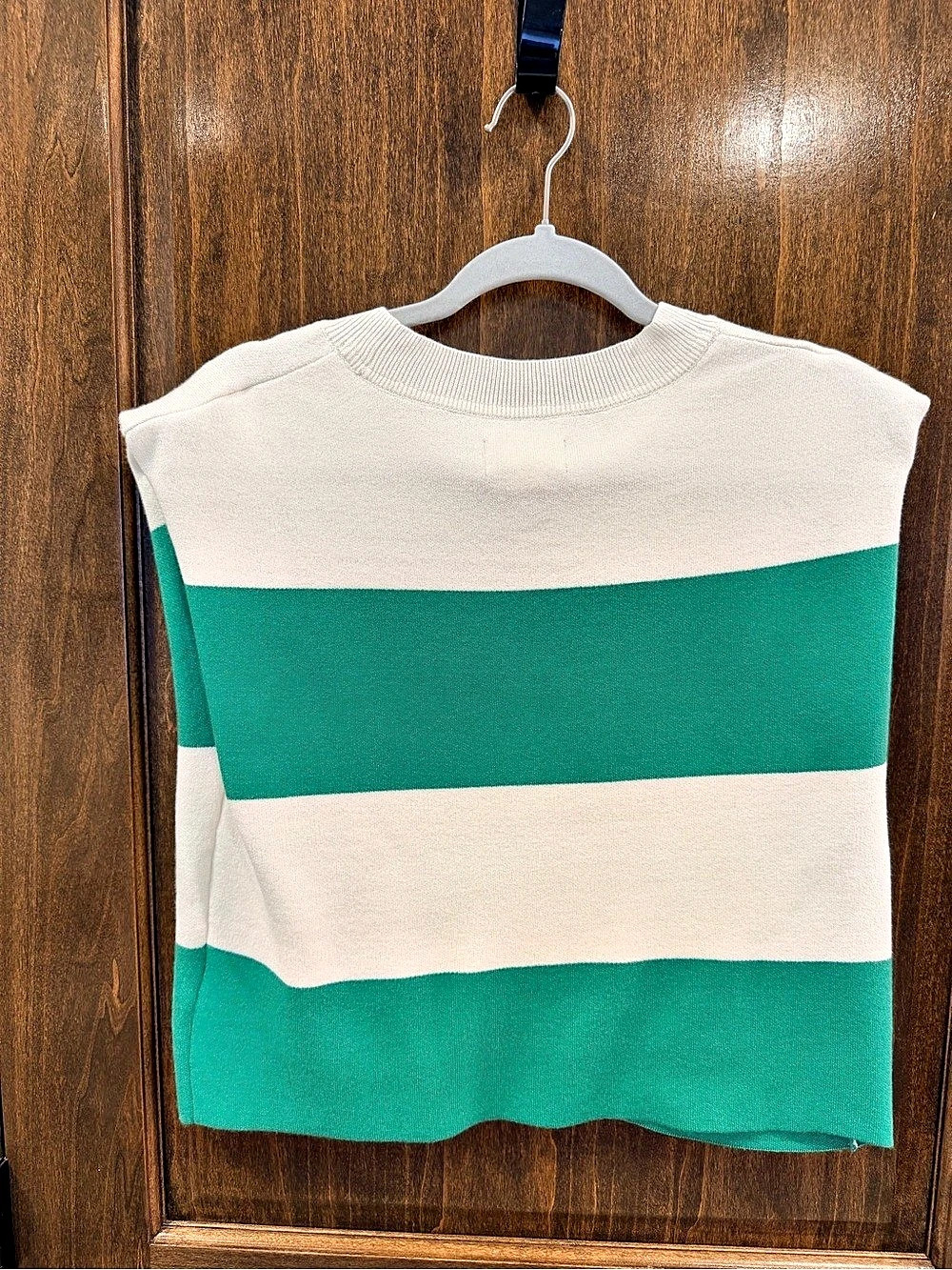 Maeve Color Block Crewneck Sweater in Green & White Size Small